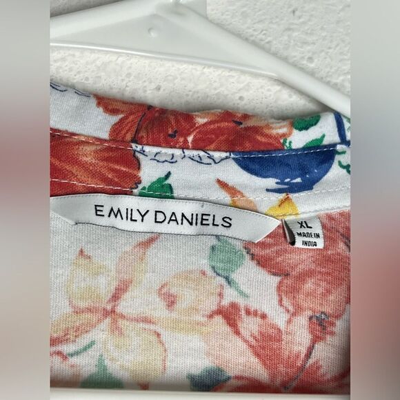 Emily Daniels Elbow Tab Sleeve Tropical Knit Polo Floral Print Size XL - Picture 7 of 12